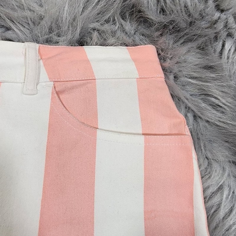 Motel Rocks pink and white striped‎ denim jean mini skirt woman's size small - Picture 6 of 10